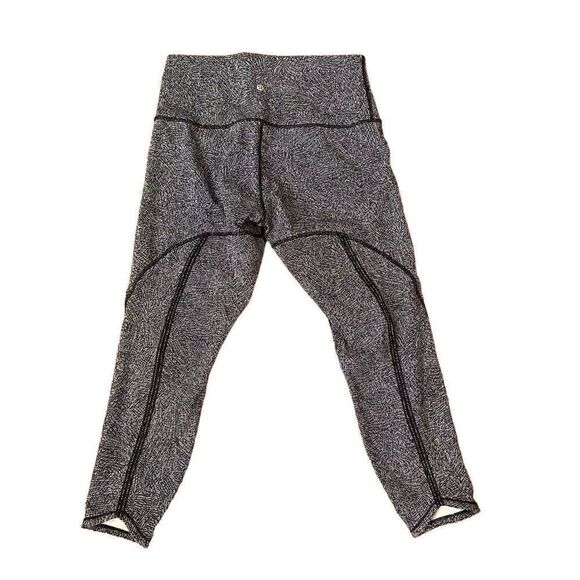 Lululemon Wunder Under Leggings Hi Rise Mesh Line Up Black White Cropped Size 12 - Picture 2 of 6
